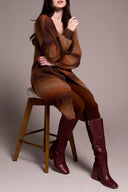 Tribal Ladies Dark Toffee Long Sweater Cardigan w/Puff Sleeve