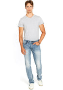 Buffalo Mens Straight Six Whiskered and Contrasted Jeans