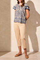 Tribal Ladies Safari Flutter Sleeve Blouse w/Decorative Tape