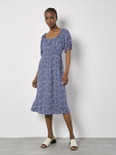 Apricot Ladies Cobalt Dotty Constellation Button Detail Milkmaid Dress