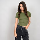 RD Style Ladies Dried Herb Roxi Rib SS Round Neck Tshirt