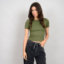 RD Style Ladies Dried Herb Roxi Rib SS Round Neck Tshirt