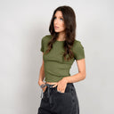RD Style Ladies Dried Herb Roxi Rib SS Round Neck Tshirt