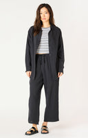 Dex Ladies Black LS Textured Button Up Blouse