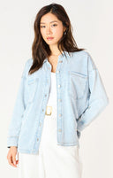 Dex Ladies Washed Light Blue LS Knit Denim Jacket