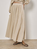 Apricot Ladies Natural Linen Mix Gathered A Line Midmaxi Skirt