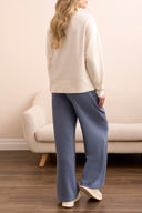 Tribal Ladies Frost Grey LS Funnel Neck Top