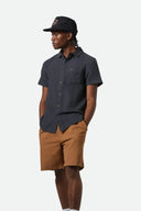 Brixton Mens Washed Black Charter Organic Cotton SS Shirt